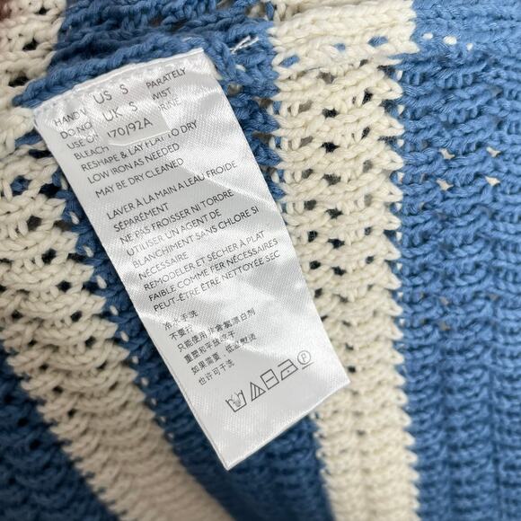 Free People Beach Womens Felicity Crochet Sweater Mini Dress Small Blue Stripe - Picture 12 of 13